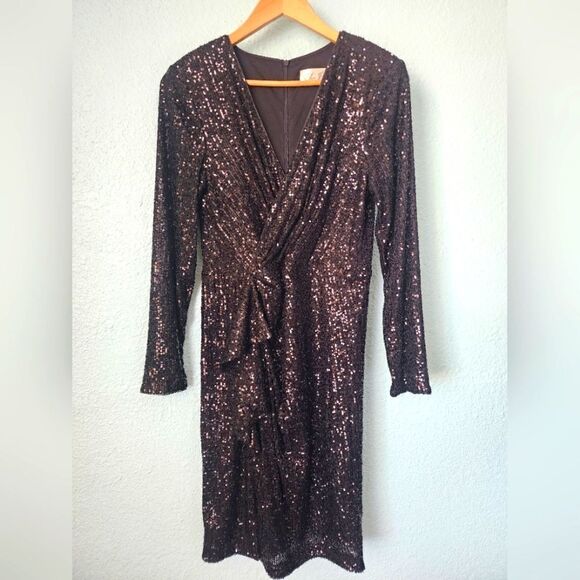 Eliza J sequin faux wrap dress festive new without tags - Picture 1 of 12
